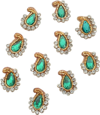 

Foppish Mart Green Paisley Stone Buti/ Motifs