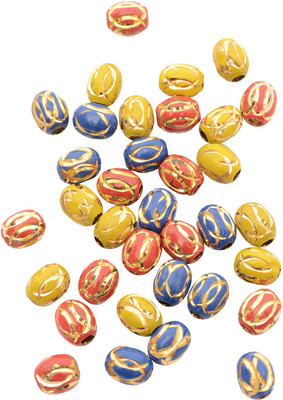 

Foppish Mart Multi colored Metallic Gold Engraved Bead