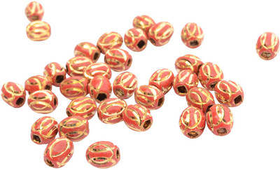 

Foppish Mart Red Metallic Gold Engraved Bead