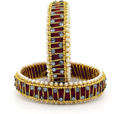 Indi Creation Silk Dori Beads, Pearl Bangle Set(Pack of 2)
