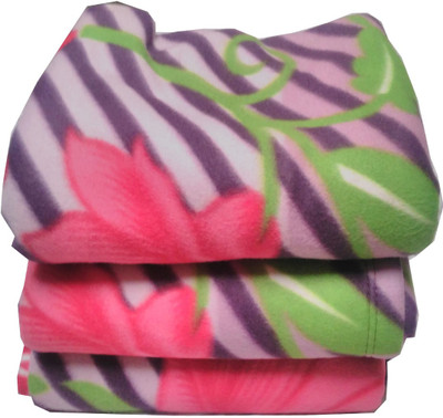 TrueValue Creations Floral Single Fleece Blanket(Polyester, Multicolor)
