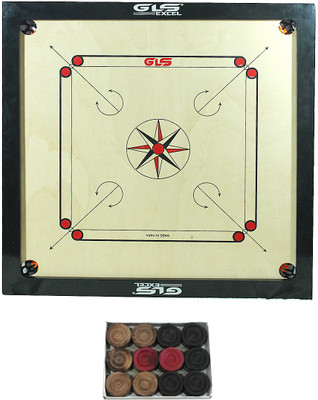 

GLS Excel, Wooden Carom Board, 33"X33"(Size), 2"X1.5"(Border), 4MM Ply, Gloss Finish Board Game