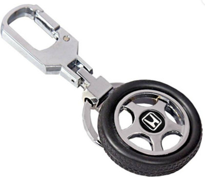 ADITYA TRADERS Classy Honda Car Attractive Tyre Rotating Car Locking Key Chain(Silver)
