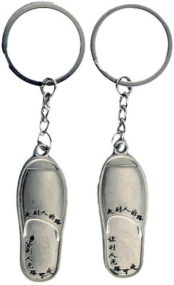 

One Point Collections Metal Pack of 2 Flop Style Chappal Slipper Keychain for Bike Car Home Office Cupboard Locker Key Chain(Silver)