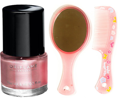 

Oriflame Sweden Pure Colour Polish Mini (Trendy Nude - 30795) With Comb Mirror(Set of 3)