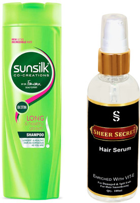 

SUNSILK LONG AND HEALTHY GROWTH SHAMPOO 180ML with SHEER SECRET HAIR SERUM 100ML(Set of 2)