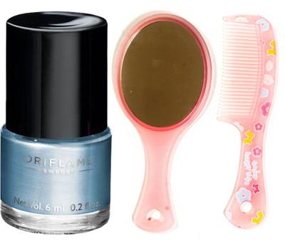 

Oriflame Sweden Pure Colour Polish Mini (Marine Blue - 30805) With Comb Mirror(Set of 3)