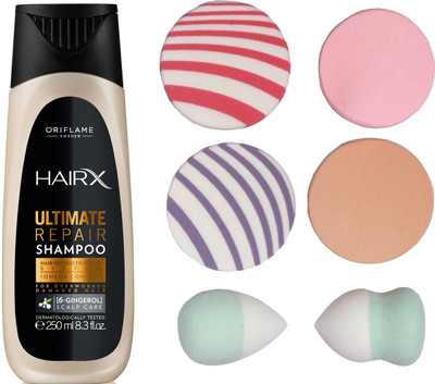 

Oriflame Sweden HairX Ultimate Repair Shampoo 250ml(32998) With Puff Sponge(Set of 7)