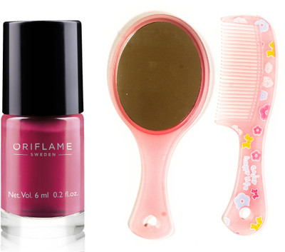 

Oriflame Sweden Pure Colour Polish Mini (Ruby Pink - 33074) With Comb Mirror(Set of 3)