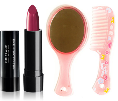 

Oriflame Sweden Pure Colour Intense Lipstick (Warm Fuchsia - 33232) With Comb Mirror(Set of 3)