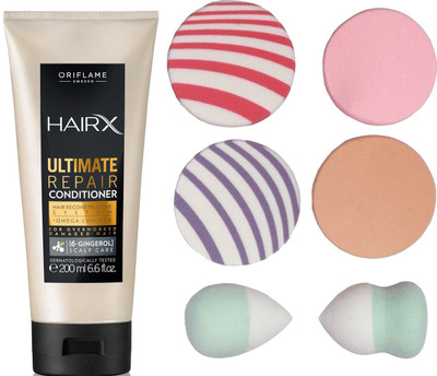 

Oriflame Sweden HairX Ultimate Repair Conditioner 200ml(32999) With Puff Sponge(Set of 7)