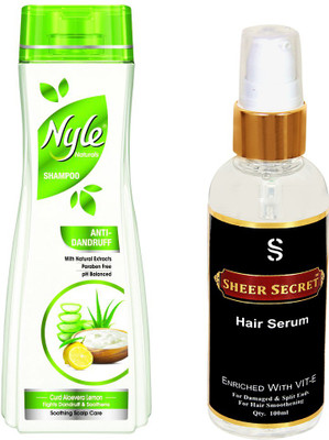 

NYLE ANTI DANDRUFF SHAMPOO 180ML with SHEER SECRET HAIR SERUM 100ML(Set of 2)