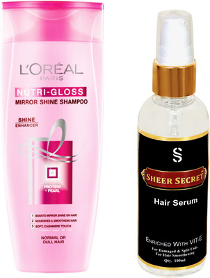 

L'Oreal NUTRI-GLOSS SHAMPOO 175 ML with SHEER SECRET HAIR SERUM 100ML(Set of 2)