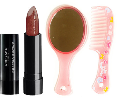 

Oriflame Sweden Pure Color on the go Lipstick 2.5g (Tempting Brown-23551) With Comb Mirror(Set of 3)