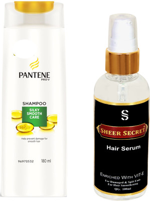 

PANTENE SILKY SMOOTH CARE SHAMPOO 180ML with SHEER SECRET HAIR SERUM 100ML(Set of 2)