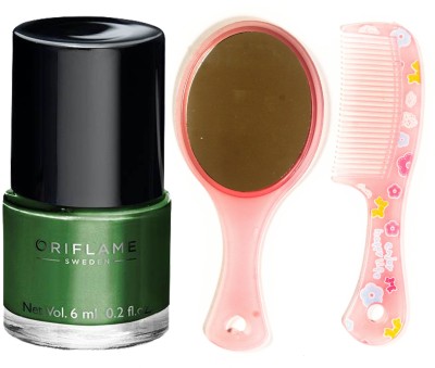 

Oriflame Sweden Pure Colour Polish Mini (Serene Green - 30804) With Comb Mirror(Set of 3)