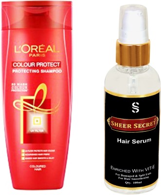 

L'Oreal COLOUR PROTECT SHAMPOO 175ML with SHEER SECRET HAIR SERUM 100ML(Set of 2)