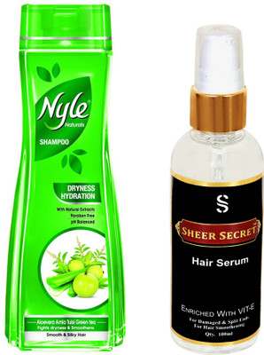 NYLE DRYNESS HYDRATION SHAMPOO 180ML with SHEER SECRET HAIR SERUM 100ML(Set of 2)