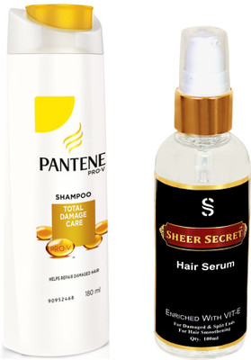

PANTENE TOTAL DAMAGE CARE SHAMPOO 180ML with SHEER SECRET HAIR SERUM 100ML(Set of 2)