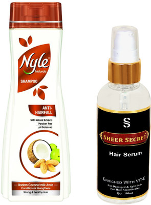 

NYLE ANTI HAIR FALL SHAMPOO 400ML with SHEER SECRET HAIR SERUM 100ML(Set of 2)