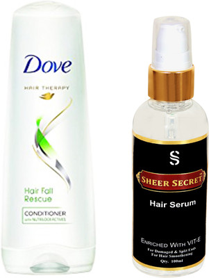 

Dove HAIR FALL RESCUE CONDITIONER 180ML with SHEER SECRET HAIR SERUM 100ML(Set of 2)