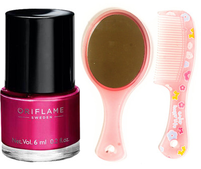 

Oriflame Sweden Pure Colour Polish Mini (Hot Fuschia - 30797) With Comb Mirror(Set of 3)