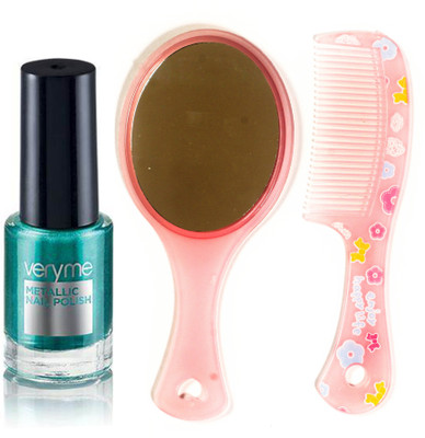 

Oriflame Sweden Very Me Metallic Polish Aqua Green (30831) With Comb Mirror(Set of 3)
