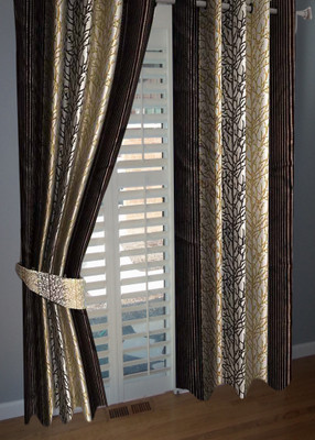 

Divine 214 cm (7 ft) Polyester Door Curtain (Pack Of 2)(Abstract, Brown)