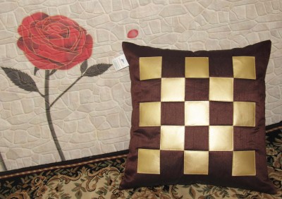 ZIKRAK EXIM Checkered Cushions Cover(40 cm*40 cm, Gold, Brown)