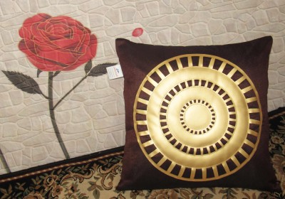 ZIKRAK EXIM Self Design Cushions Cover(40 cm*40 cm, Gold, Brown)