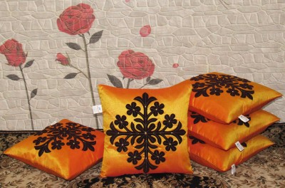 ZIKRAK EXIM Self Design Cushions Cover(Pack of 5, 40 cm*40 cm, Blue, Orange)