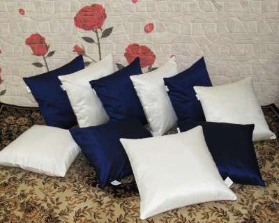 ZIKRAK EXIM Plain Cushions Cover(Pack of 10, 40 cm*40 cm, White, Blue)