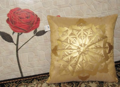 ZIKRAK EXIM Self Design Cushions Cover(40 cm*40 cm, Gold, Beige)