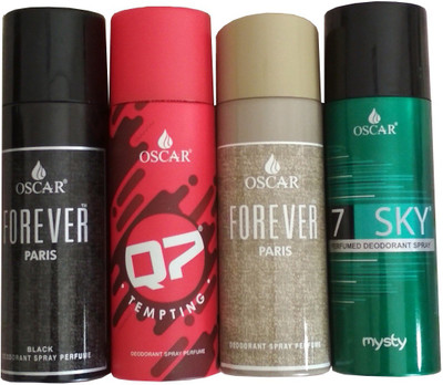 

Oscar BLACK Q7 FOREVER 7 SKY Deodorant Spray - For Men & Women Deodorant Spray - For Men & Women(480 g, Pack of 4)