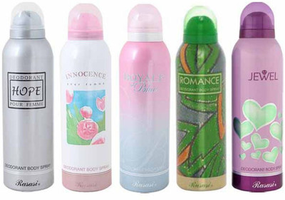 

RASASI DEO MORE Body Spray - For Men & Women(1000 ml, Pack of 5)