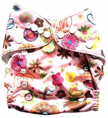 

N&M Reusable Cloth Diaper With Microfiber Insert - (PinkFlower Print) - M