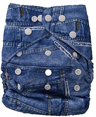

N&M Reusable Cloth Diaper With Microfiber Insert - Denim Print - Navy Blue - M