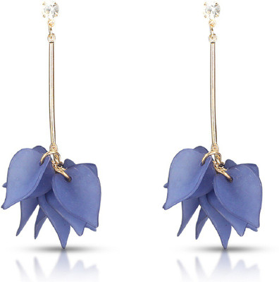 Fabfashion Petal's Blue Color Stud earring Cubic Zirconia Alloy Drop earring available at flipkart for Rs.79