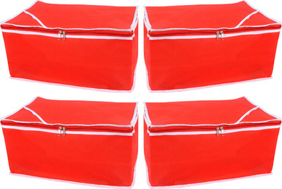

Snazzy Designer Non woven Saree cover Bag Set of 4 Pcs /Wardrobe Organiser/Regular Clothes Cover WPK08d WPK08d(Red)