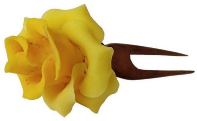 

Unique Indian Crafts Handmade Artificial Jewelry Porcelain Dough Rose Flower Juda Pin/Handmade Brown Wooden Juda Pin with Wooden/ Juda Pin Set For women girls hair accessories/for women /girls Bun Stick(Multicolor)