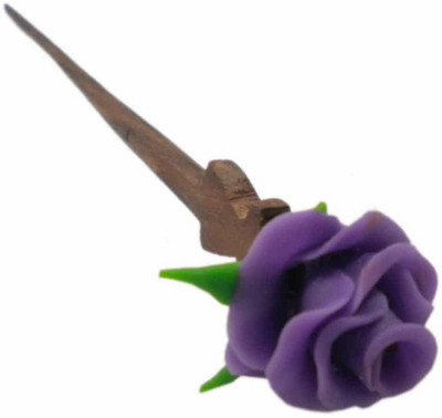 

Unique Indian Crafts Hand made wooden Juda pin with procelain clay work Hair Pin(Multicolor)