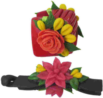 

Unique Indian Crafts Porcelain clay work fancy hair clutcher (Combo of 2) Hair Accessory Set(Multicolor)