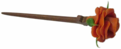 

Unique Indian Crafts Hand made wooden Juda pin with procelain clay work Hair Pin(Multicolor)