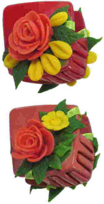 

Unique Indian Crafts Porcelain clay work fancy hair clutcher (Combo of 2) Hair Clip(Multicolor)