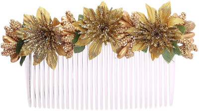 

Sanjog Vintage Style Golden Flower Comb Clip For Women For Wedding/Party Hair Clip(Gold, White)
