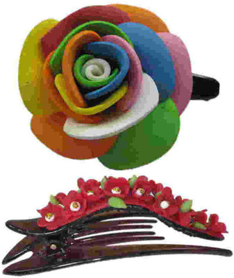 

Unique Indian Crafts Handmade Artificial Jewellery Porcelain Dough Work Banana Hair Clip /Porcelain Dough / hair Accessories /hair pins/wings /for women /girls Hair Accessory Set(Multicolor)