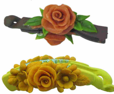 

Unique Indian Crafts Handmade Artificial Jewellery Porcelain Dough Work Banana Hair Clip /Porcelain Dough / hair Accessories /hair pins/wings /for women /girls Hair Clip(Multicolor)