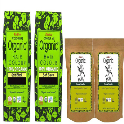 

Radico 100% Organic Soft Black (2 Pcs ) & 100% Organic Henna Powder (2 Pcs ) ( Combo Pack) Hair Color(Black)