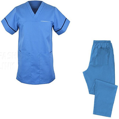 

PSJ Hospital Scrub with Pants, Patient Dress, Surgeaon Dress Shirt, Pant Hospital Scrub(Blue L)