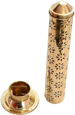 DreamKraft Safety Incense Holder Agarbatti Stand with ash catcher Brass Incense Holder(Gold)